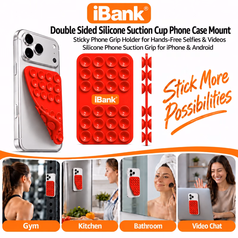 iBank ® Double Sided Silicone Suction Phone Case Detachable Mount