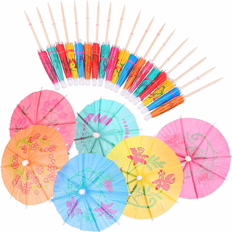 4-Inch Cocktail Umbrella Picks for Custom Designs
