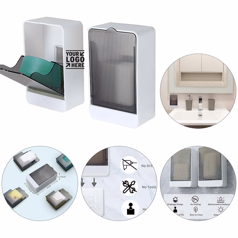 Kitchen Sink Bathtub Bathroom Waterproof Dustproof Drain Wall Mounted Shower Bar Soap Holder