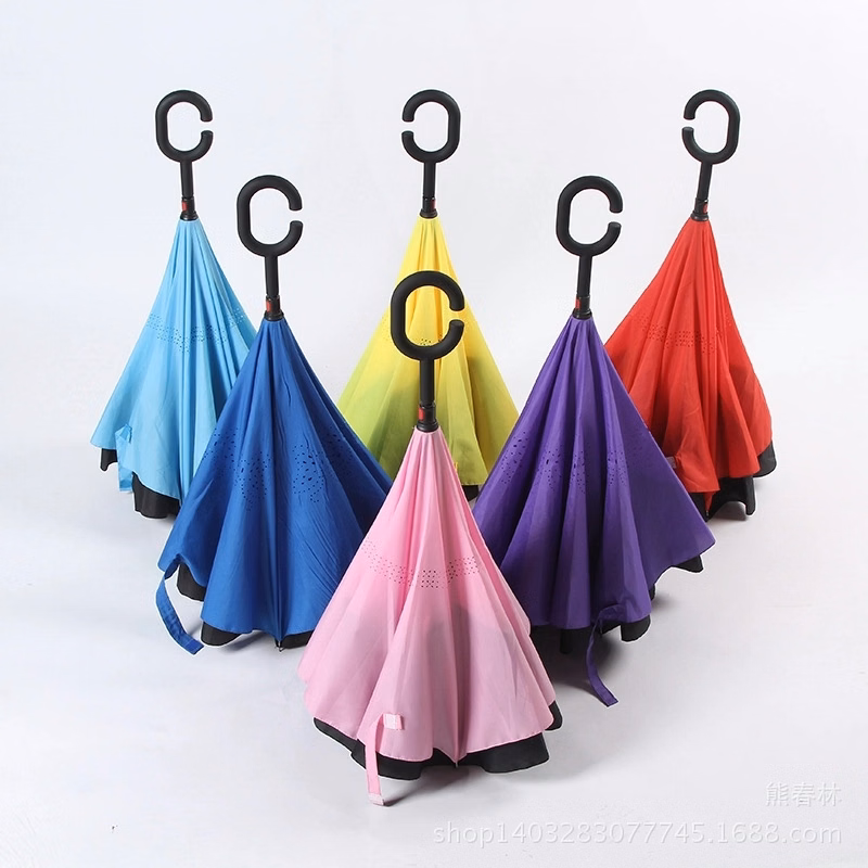 Auto Reversed Umbrella with Straight Handle