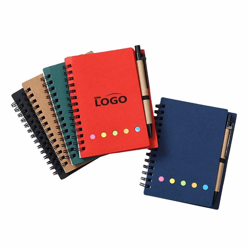 Brown Paper Notebook With Sticky Notes And Pens Moq 50Pcs