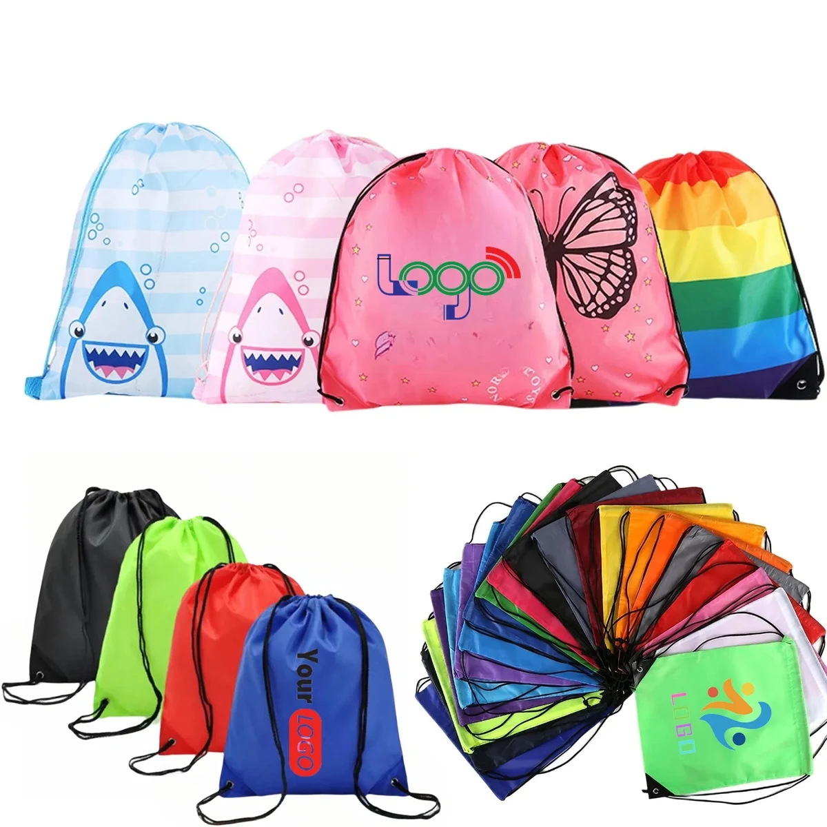 MOQ 20 PCS 210D Drawstring Backpack Personal Logoed products 1