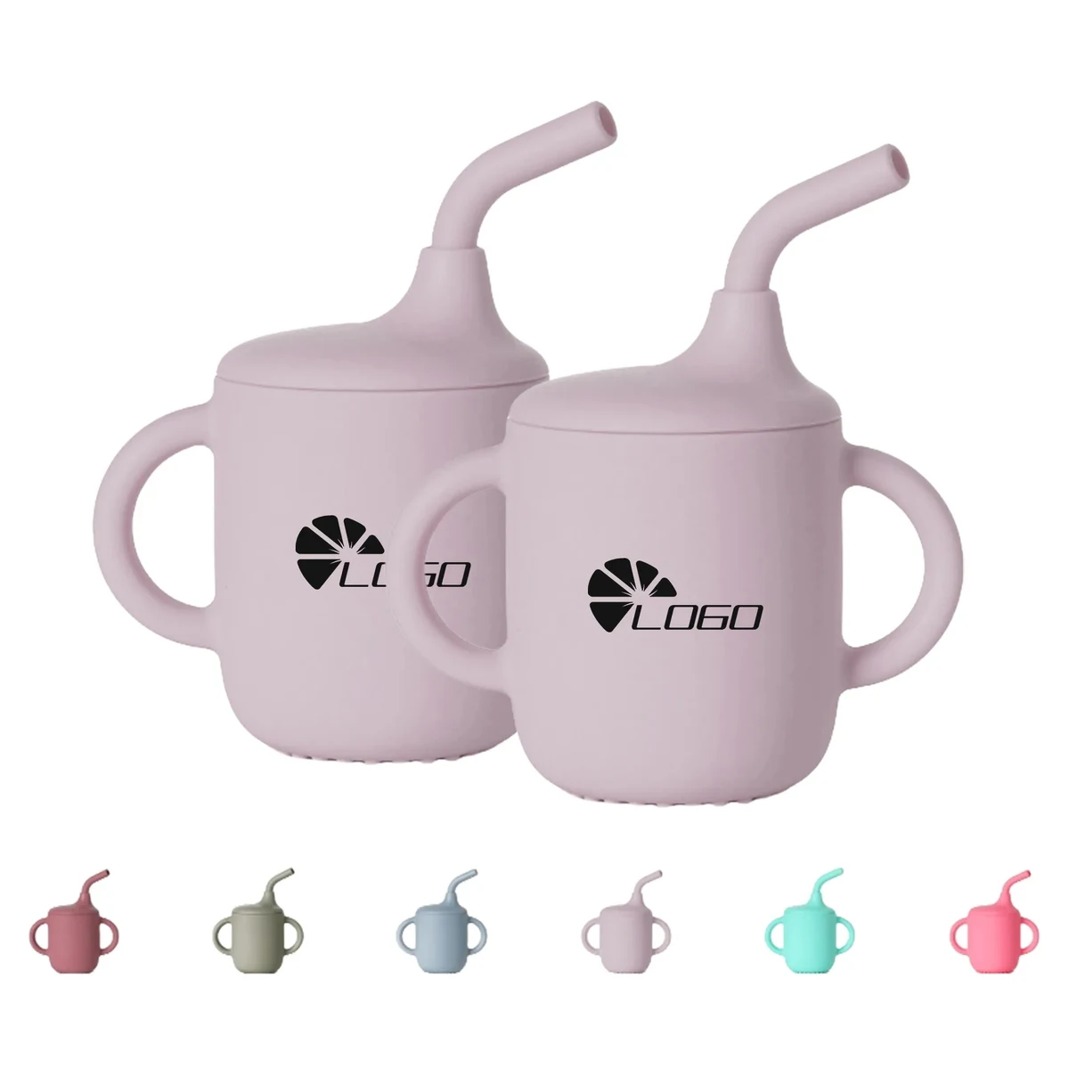 MOQ 20pcs Baby Silicone Drinking Cup With Straw 1