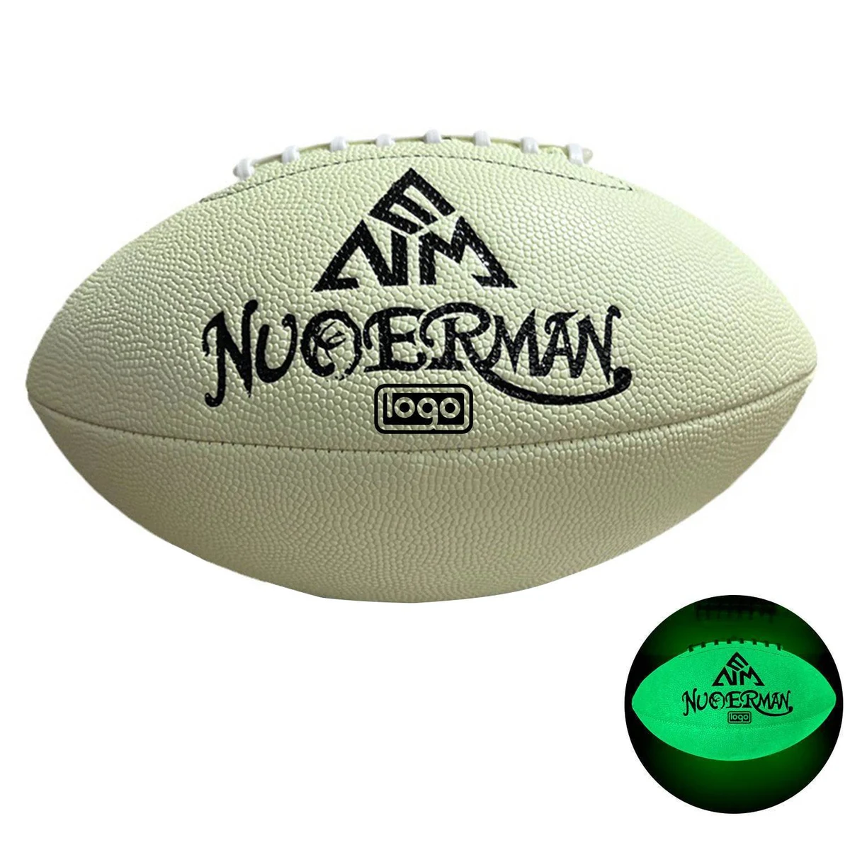 Custom Size Nine Glow-in-the-dark PU Leather Rugby Football 1