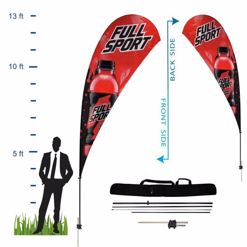 13 ft. Teardrop Advertising Flag Kit 6 (Double Sided)