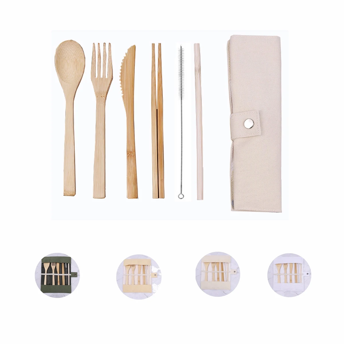 Bamboo tableware set with Pouch 1