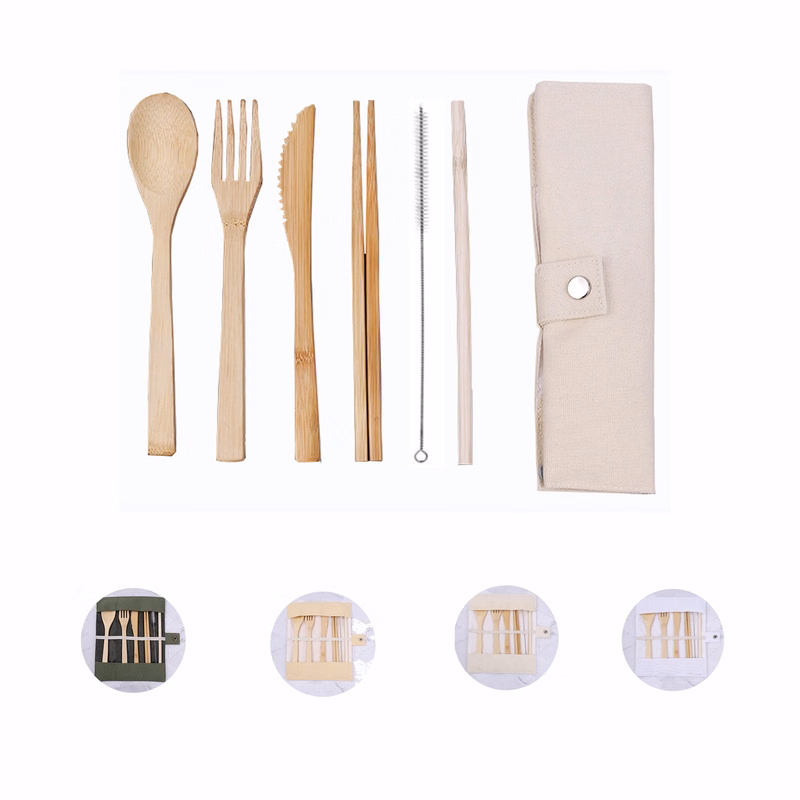 Bamboo tableware set with Pouch