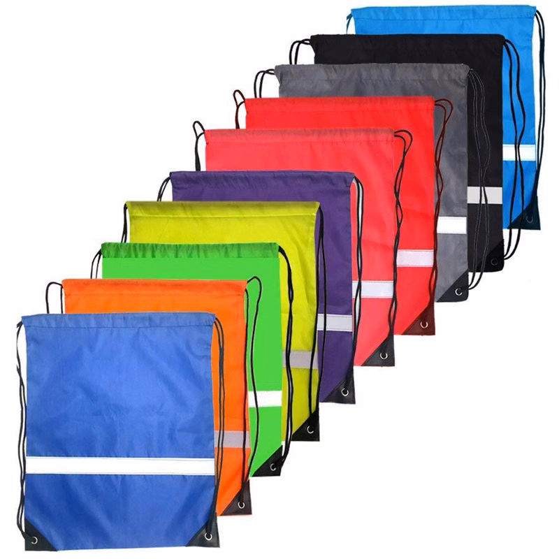 Nylon Drawstring Backpack Reflective Strip MOQ 50 PCS