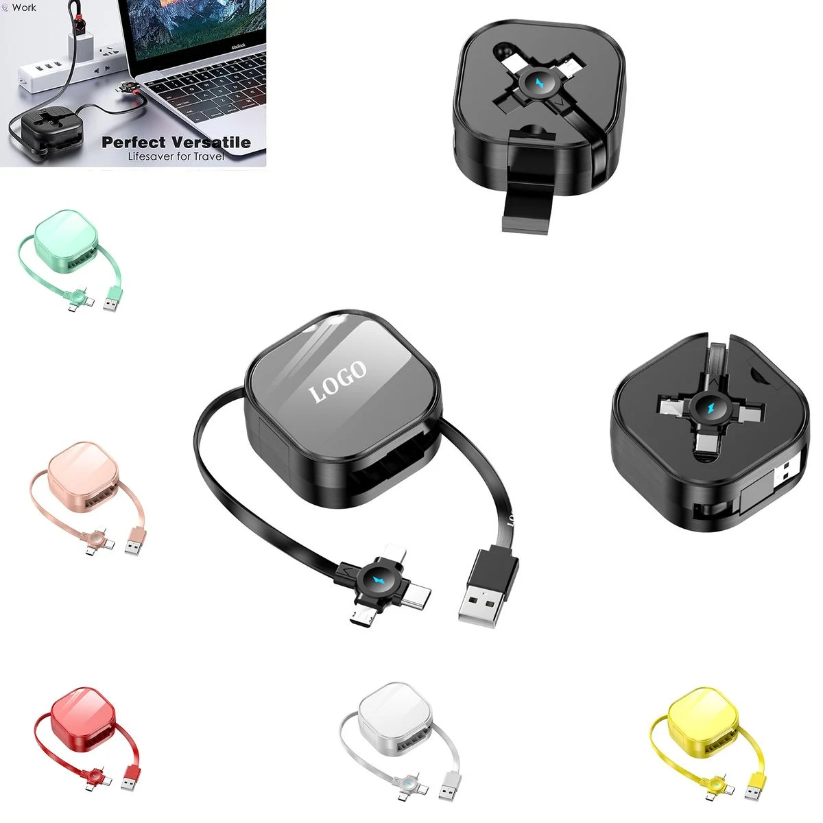 3 in 1 Retractable Mobile Phone Holder Data Cable 1