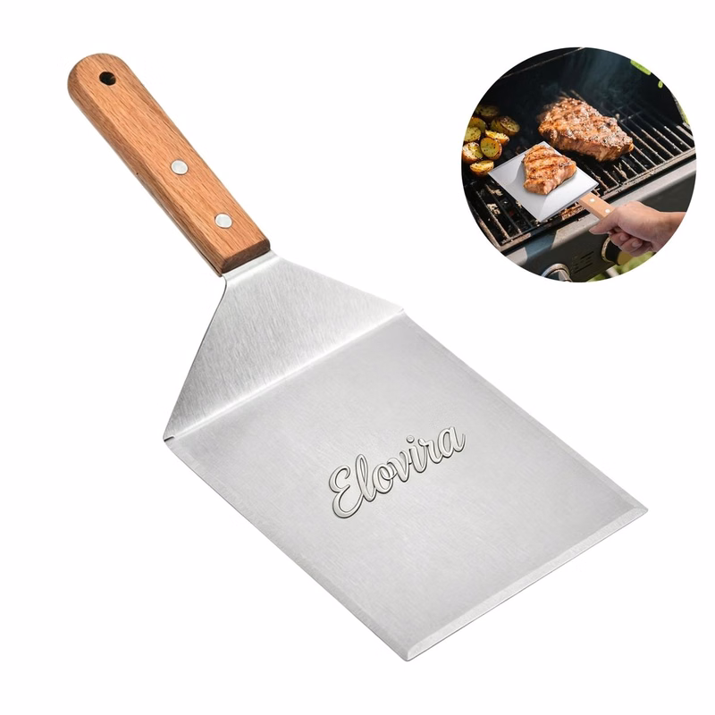 Stainless Steel Griddle Spatula with Wood Handle