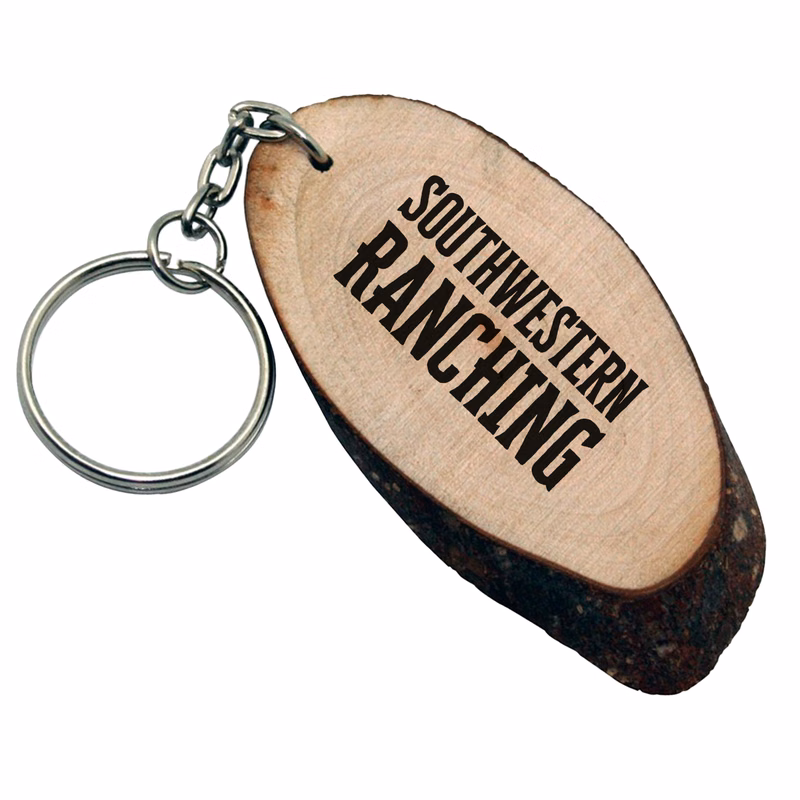 Oval Wood Keychain
