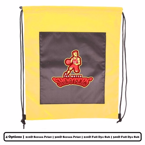 Solid Color Polyester Drawstring Bag With Large Open Pocket - Screen Print, Heat Press