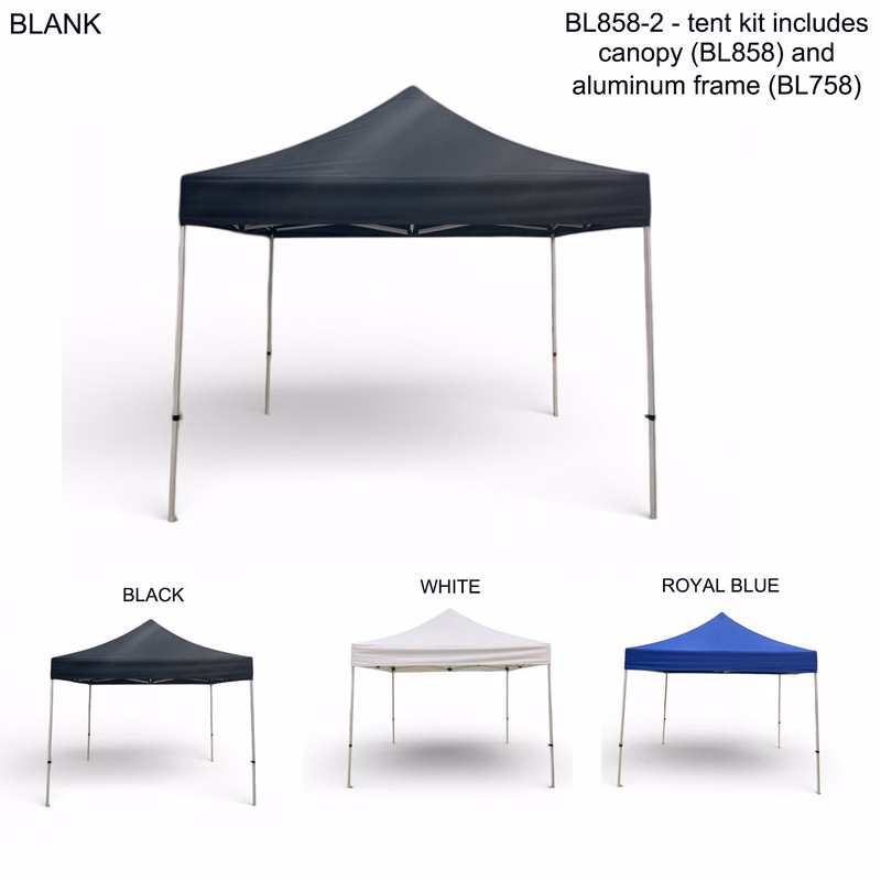 10' Tent Kit, Heavy duty Canopy and Aluminum Frame, Blank only