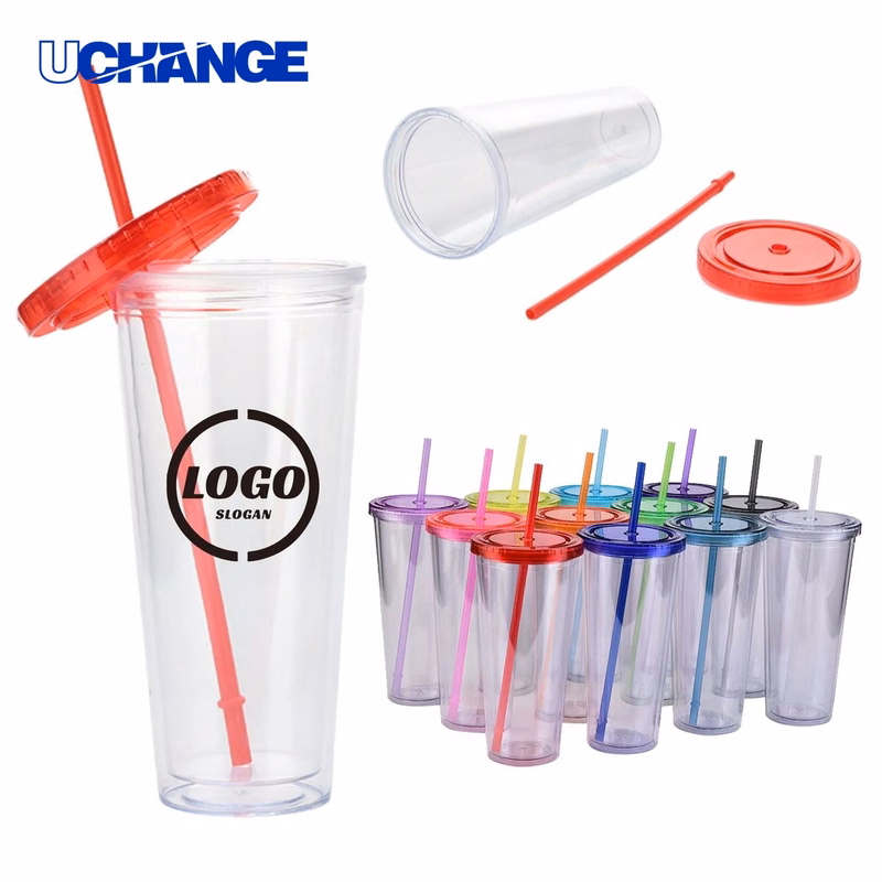 Custom 24 oz AS Plastic Straw Cup Tumbler for Travel