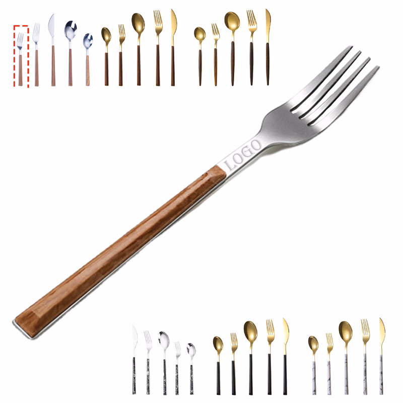 High-grade wood-effect stainless steel dinner fork, available in tableware sets