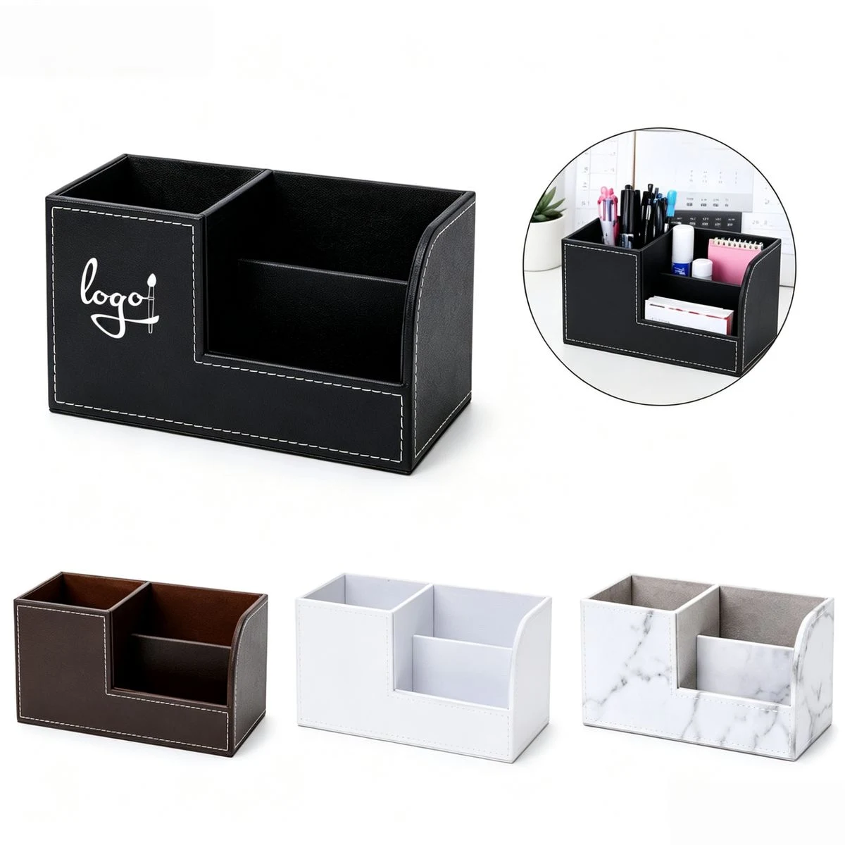 PU Leather Desk Organizer Caddy 1