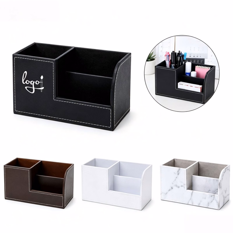 PU Leather Desk Organizer Caddy