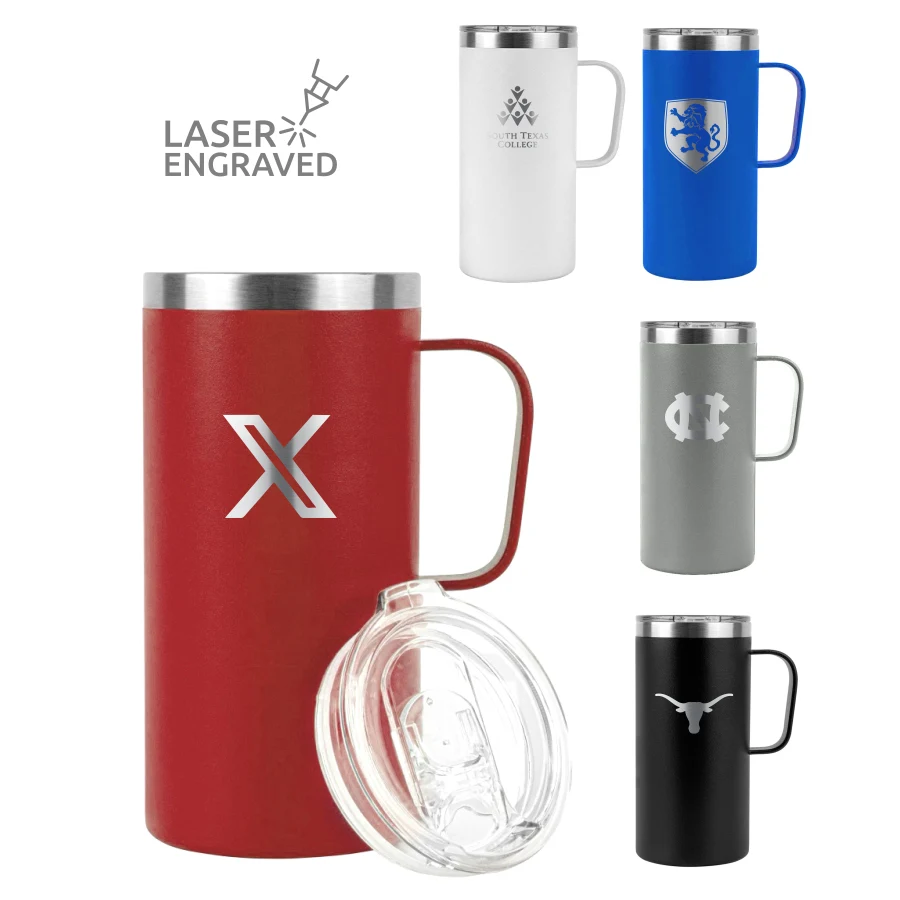 20oz Large Vacuum Camp Mug - Double Wall Stainless Steel - Powder Coated 1