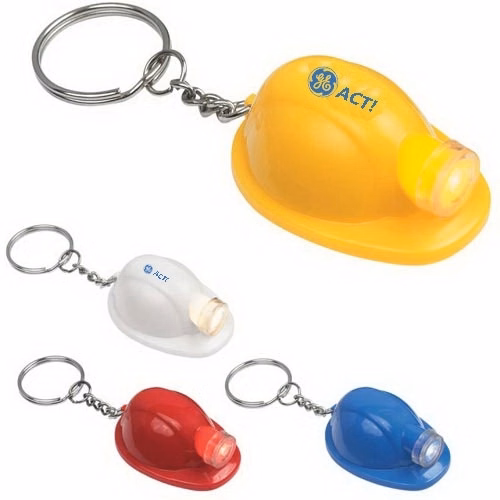 Mini Hard Hat Keychain with LED Light