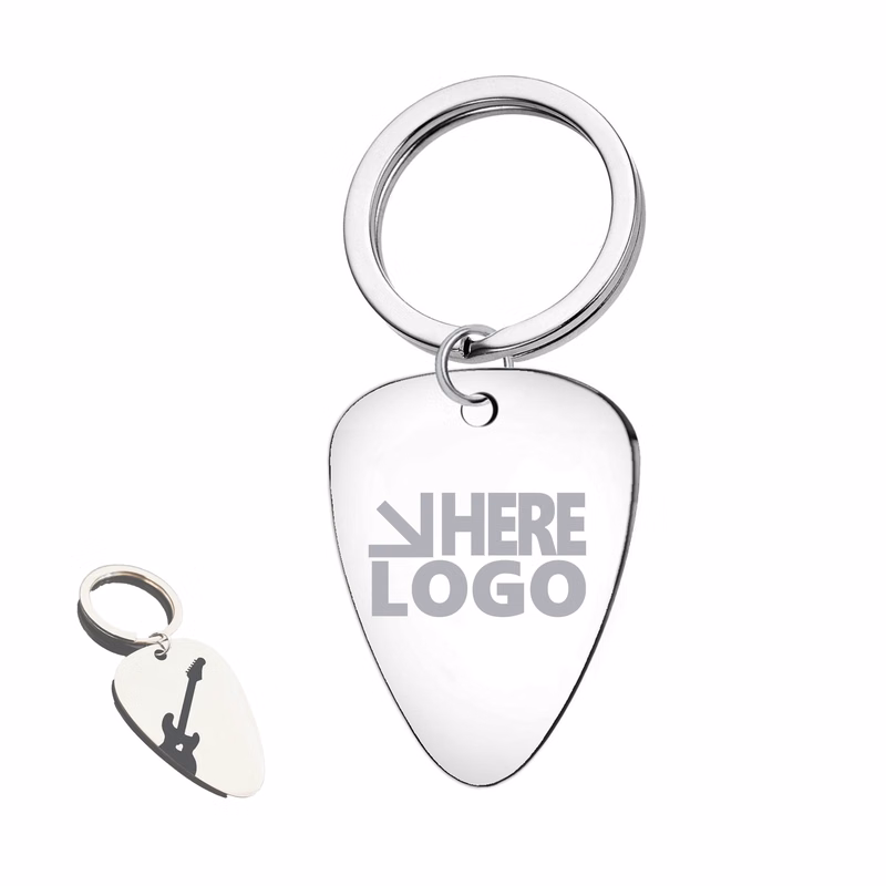 Guitar Pick Keychain Stainless Steel