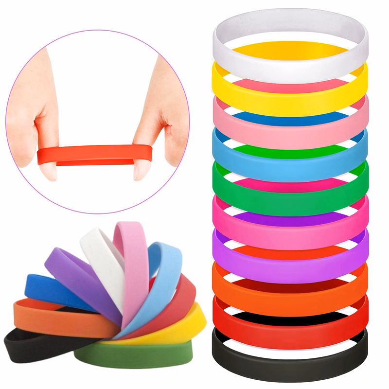 MOQ 50pcs 1/2" Adult Rubber Bracelets Silicone Wristbands