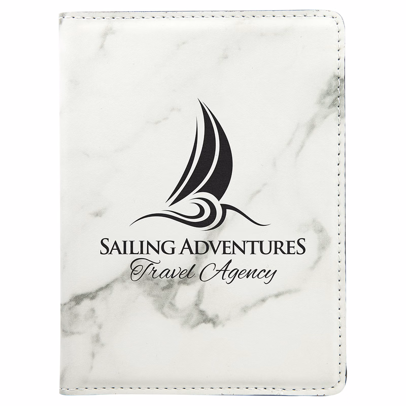 4 1/4" x 5 1/2" White Marble Leatherette Passport Holder