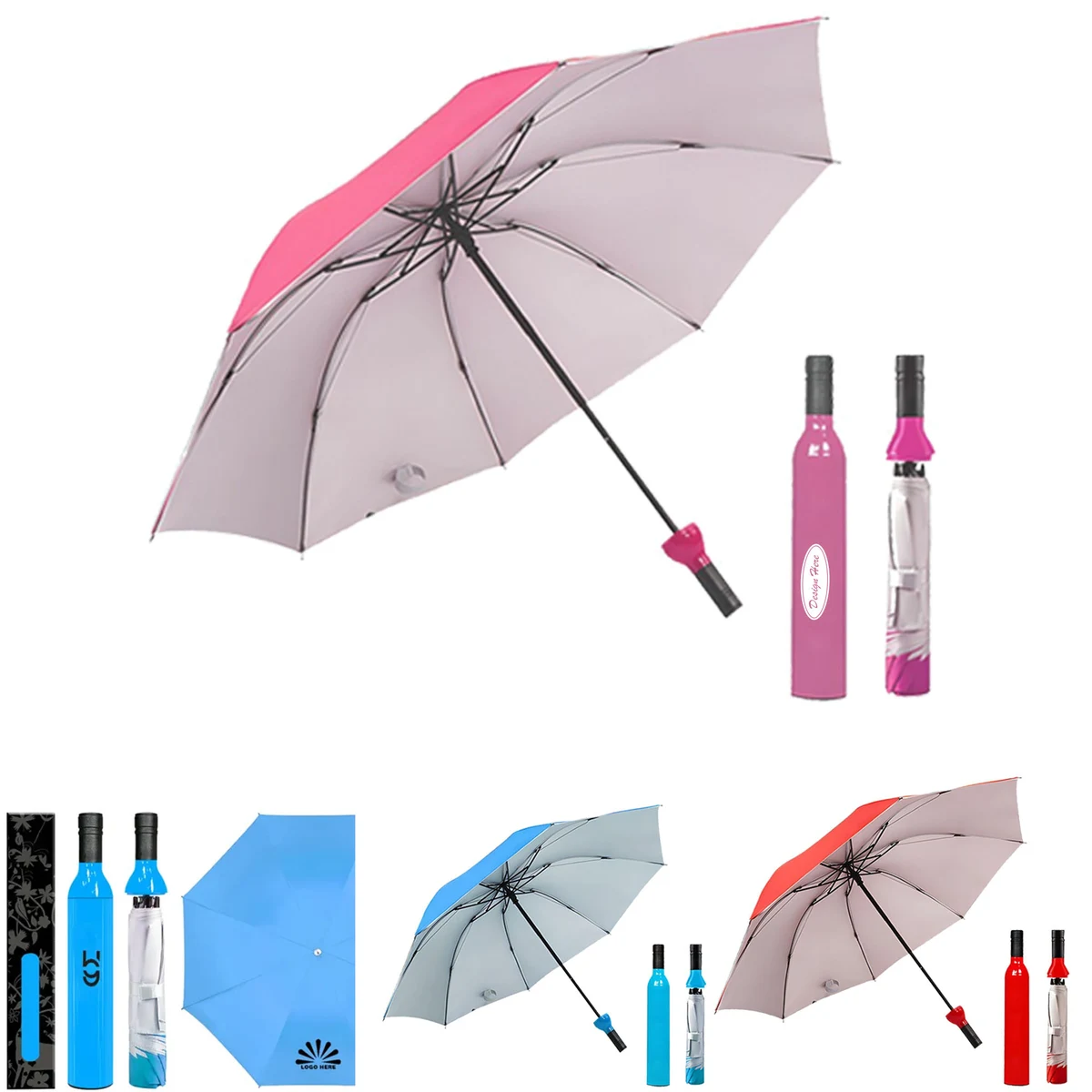 Portable Wine Bottle Design Umbrella for Sun and Rain Coverage 1