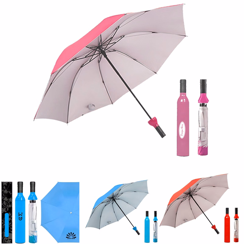 Portable Wine Bottle Design Umbrella for Sun and Rain Coverage