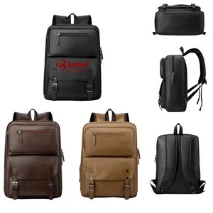 Large Capacity PU Leather Travel Laptop Backpack 1