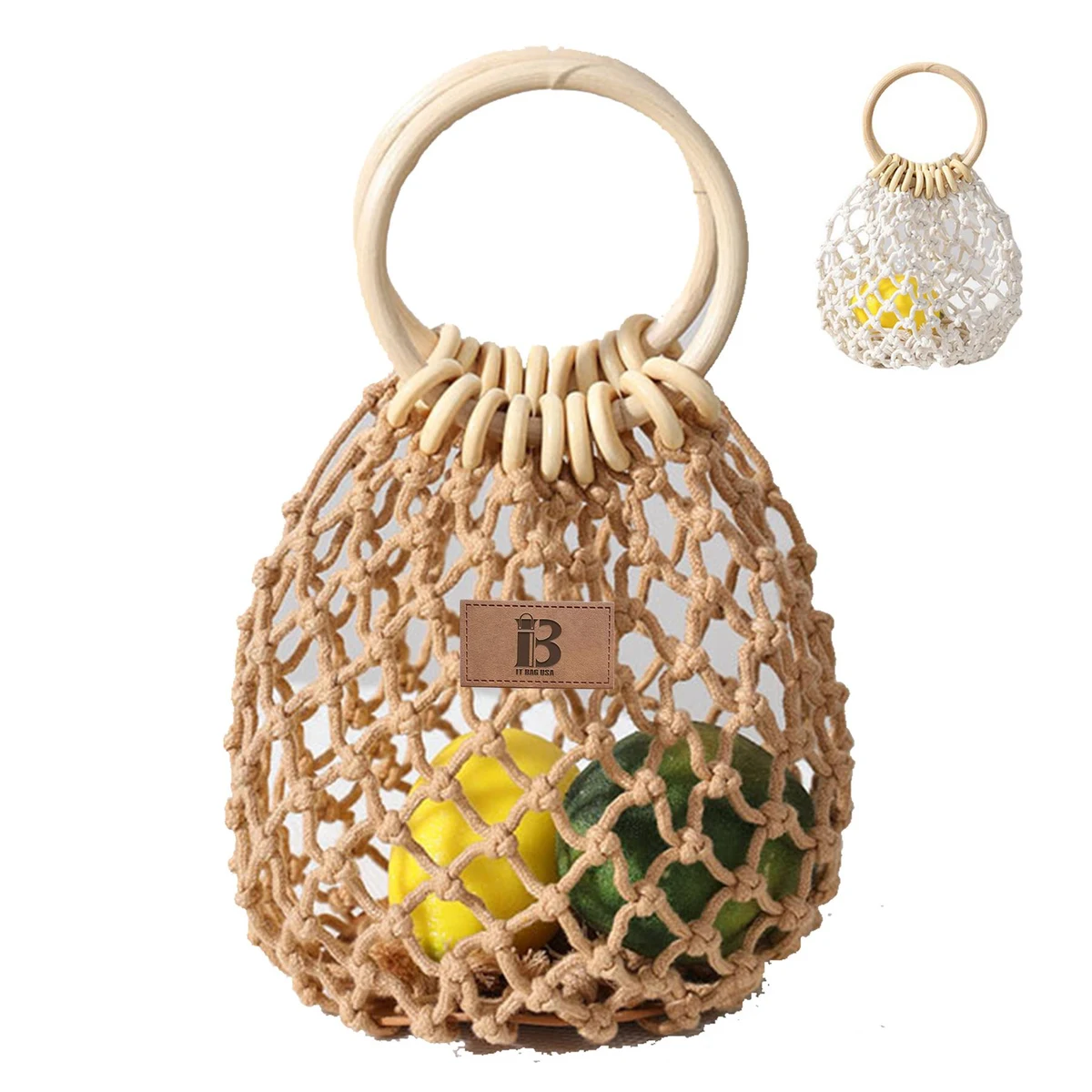 Jute Handwoven Straw Summer Beach Handbag, custom tote bag with logo imprint 1