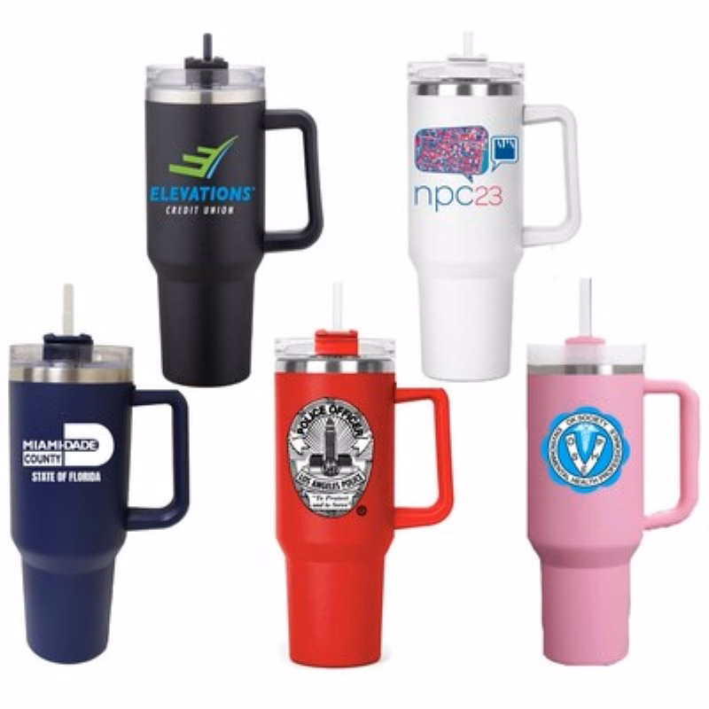 Matte 40 Oz. Stainless SteelInsulated Mug w/Straw Lid