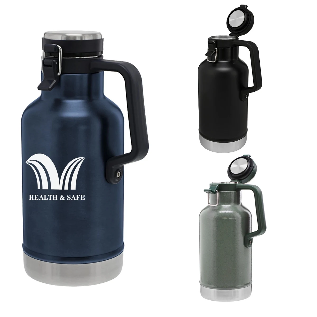 32 oz Double Wall Insulated Vacuum Flask w/ Handle, custom water bottle with logo imprint 1