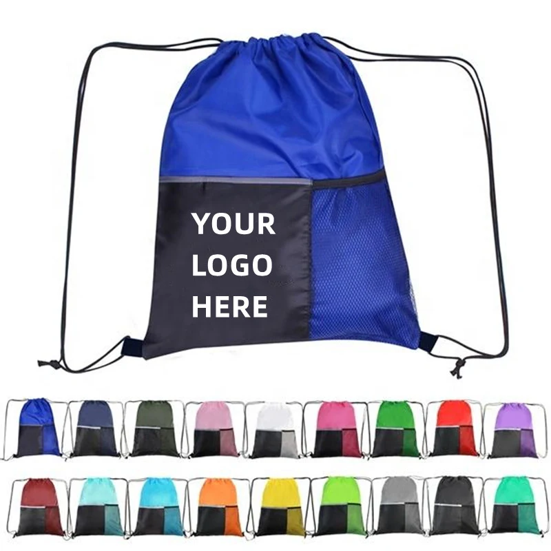 Drawstring Backpack w/ Two Pockets 1