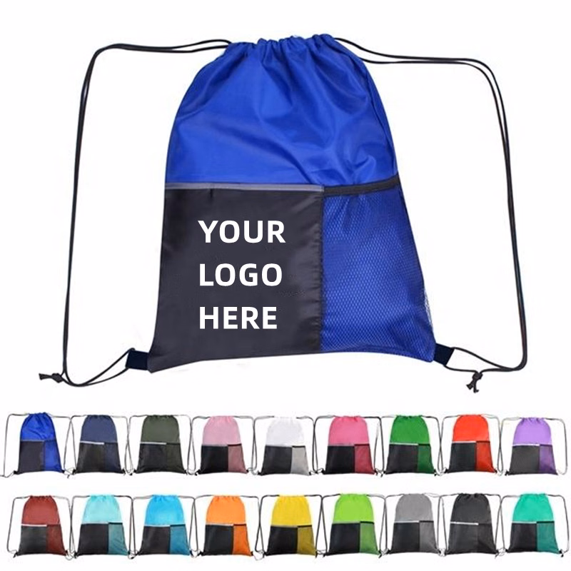 Drawstring Backpack w/ Two Pockets