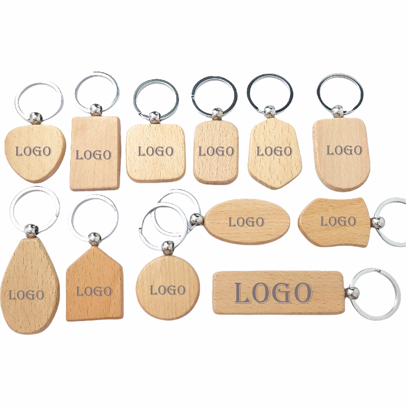 13 Shape Variety Beech Wood Keychain MOQ50