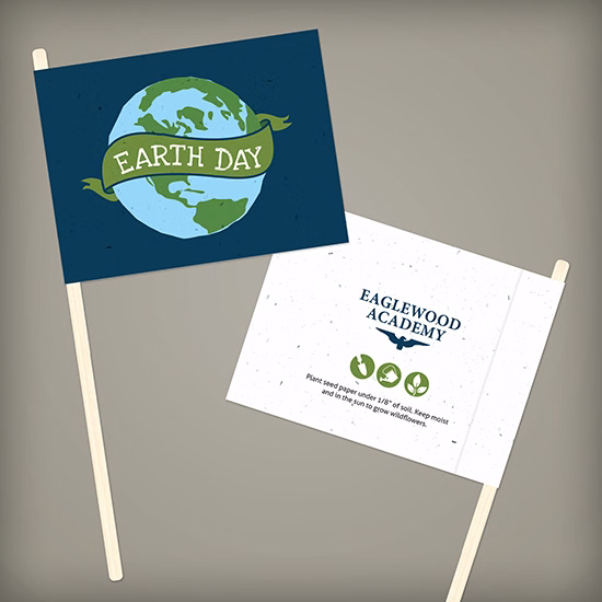 Earth Day Seed Paper Promotional Flags