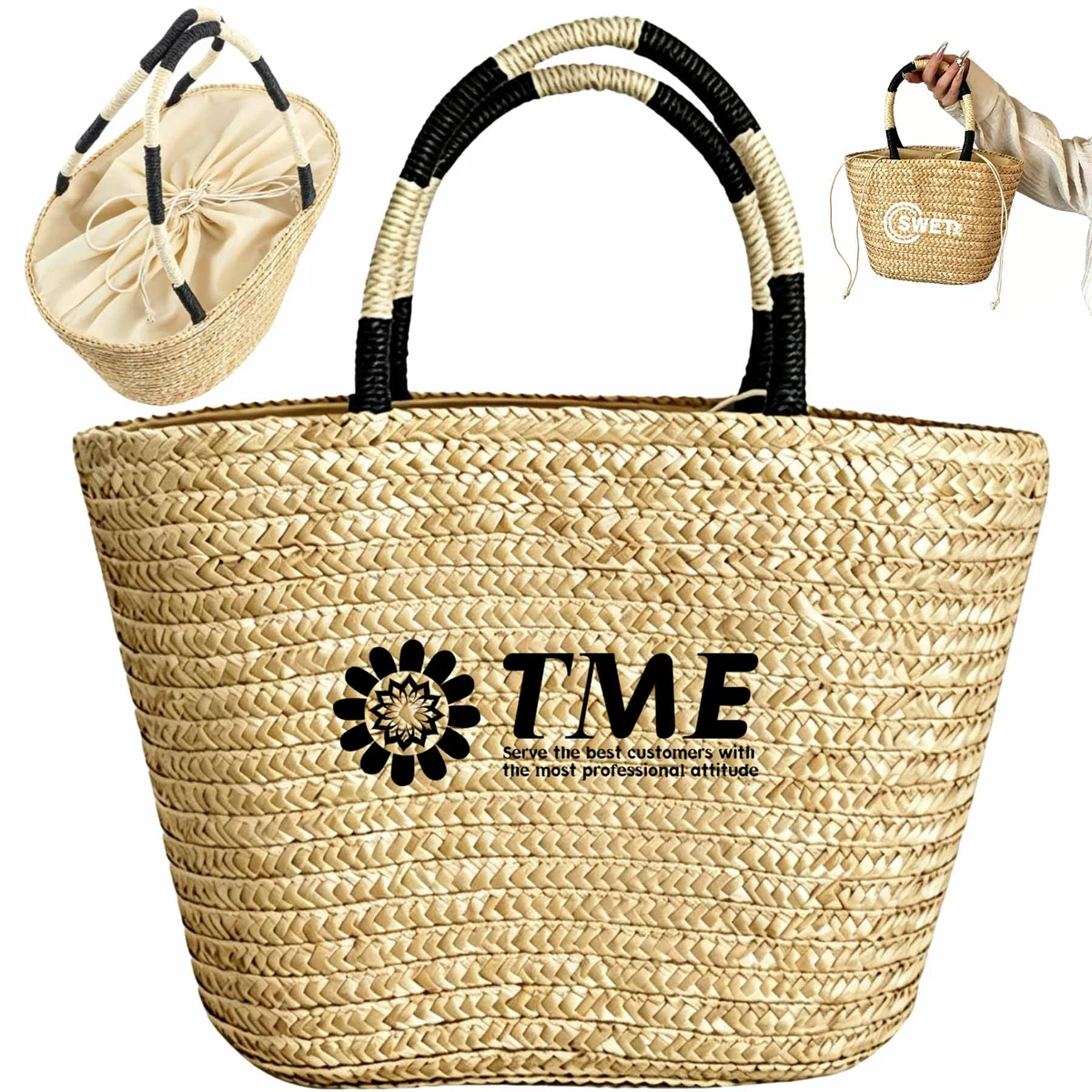 Straw Bag, custom tote bag with logo imprint 1
