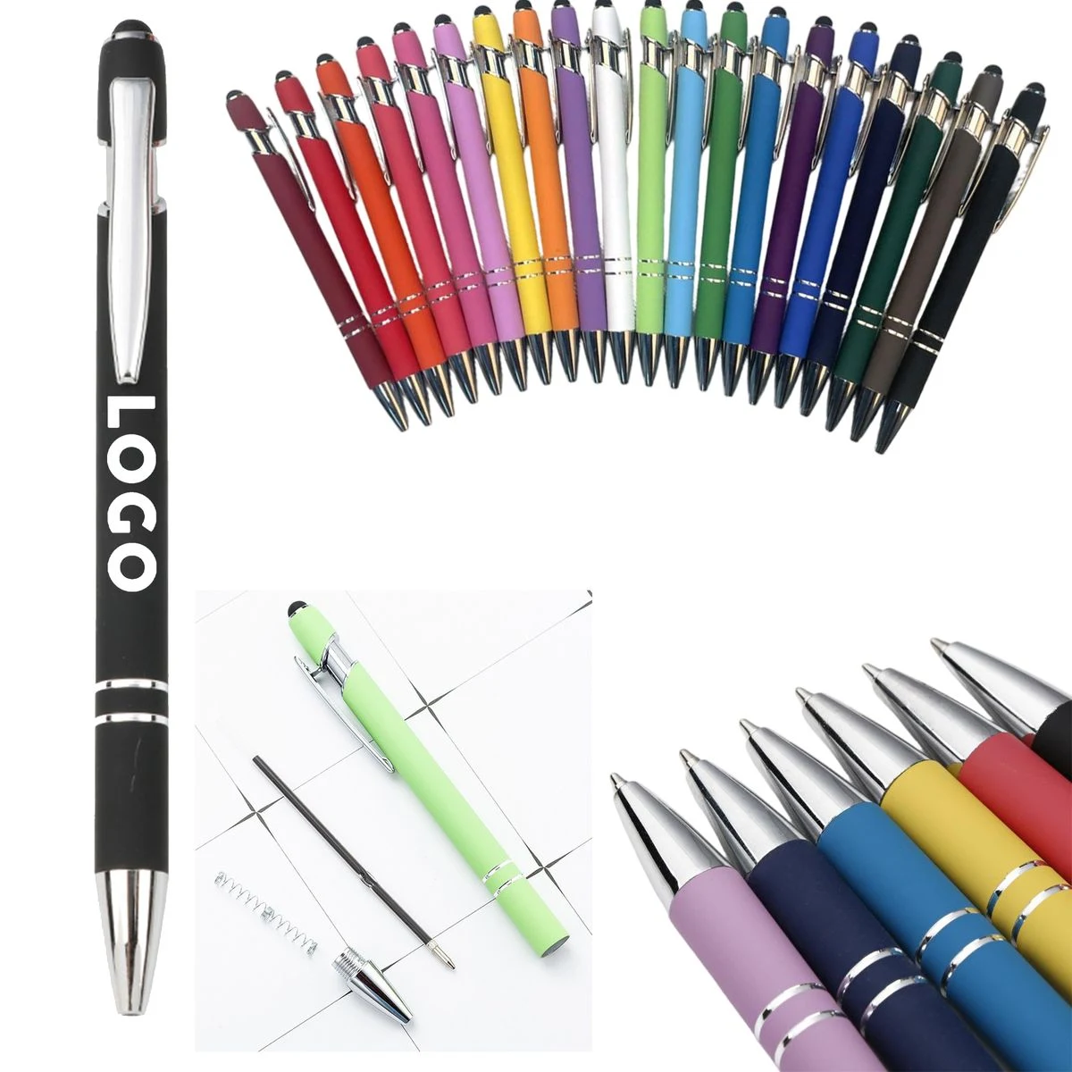Retractable Touchscreen Ballpoint Pen with Aluminum Body, custom pen with logo imprint 1