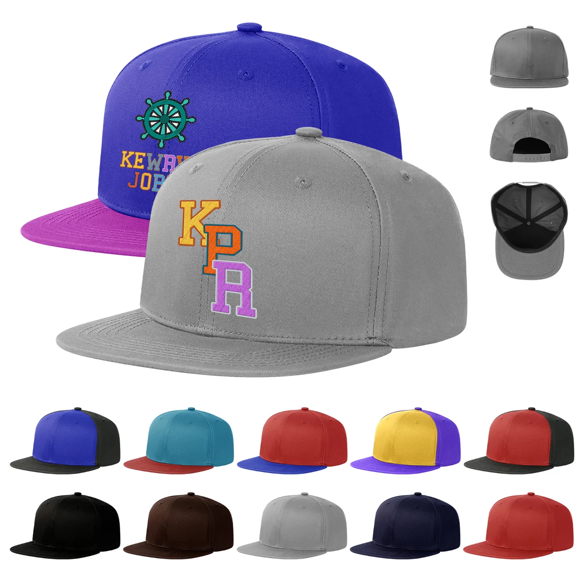 Cotton Twill Flat Visor 6 Panel Baseball Cap 1