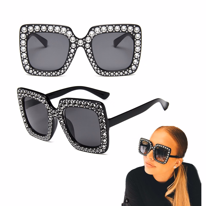 Oversized Square Rhinestone Sunglasses