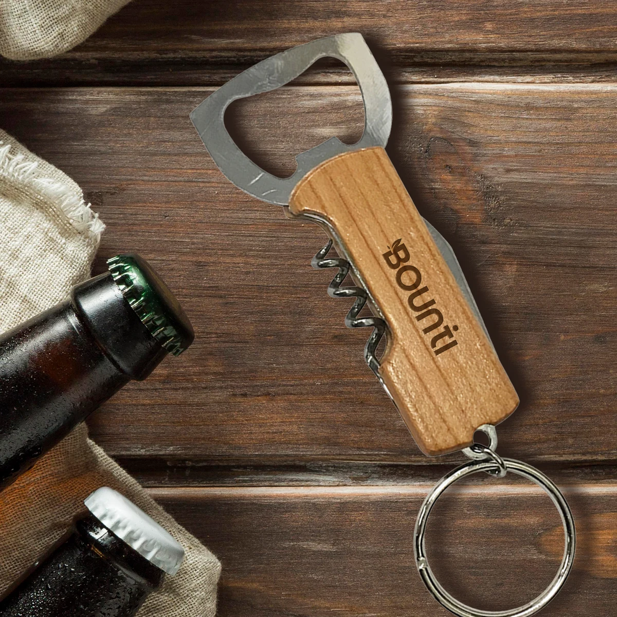 Wood Keychain Bottle Opener and Corkscrew: Keychain Bottle Opener/Corkscrew Combo 1