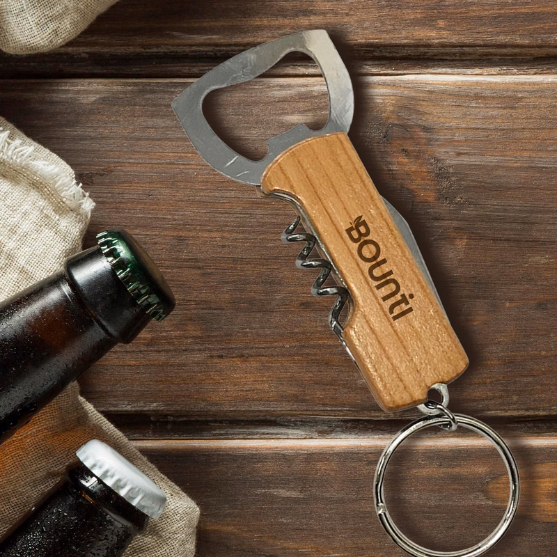 Wood Keychain Bottle Opener and Corkscrew: Keychain Bottle Opener/Corkscrew Combo