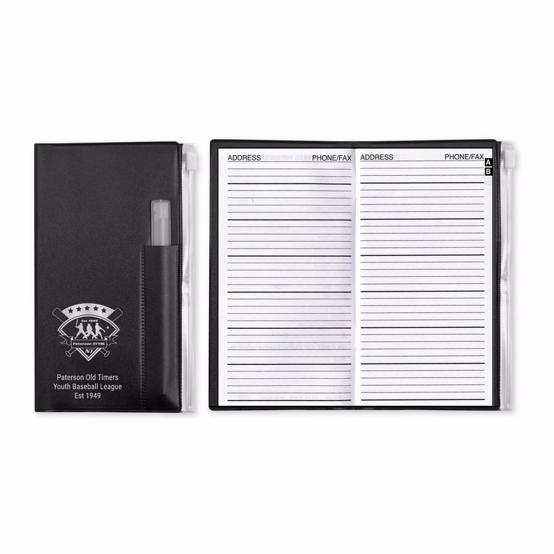 Address Book w/ Zip Back Planner & Clear Pen - Solid Color Cover