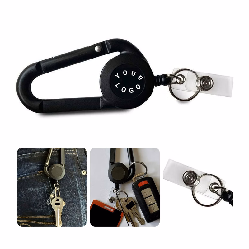 Heavy-Duty Retractable Badge Clip with Carabiner