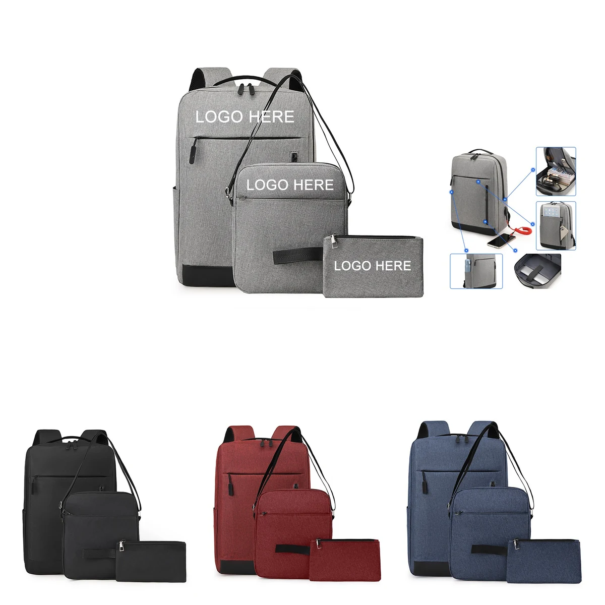 Three Pieces Backpack Set 1
