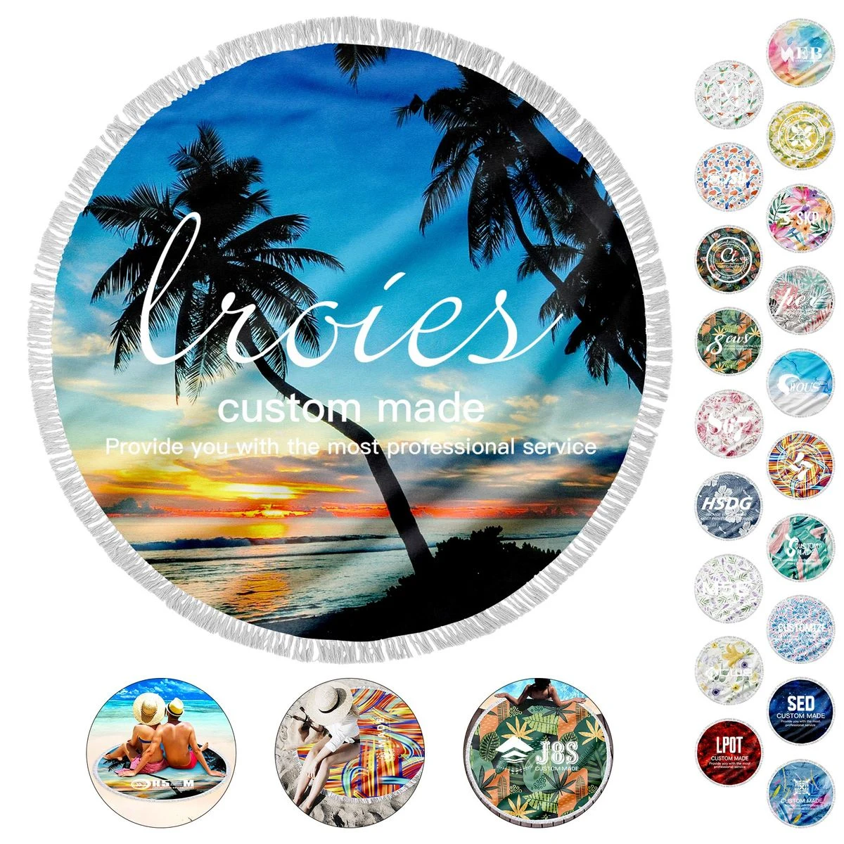 Full Color Printed Round Beach Towel 1