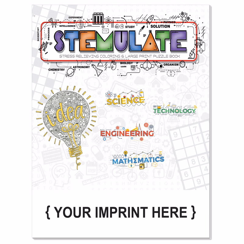 STEMulate - Adult Coloring and Large Print Puzzle Book Combo