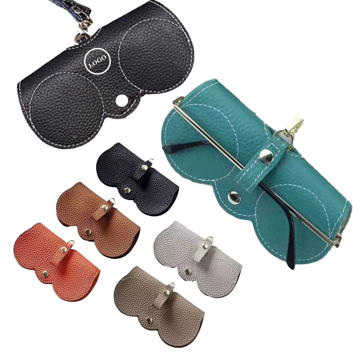 Soft Fashionable Leather Sunglasses Case Portable Pouch Clip 1