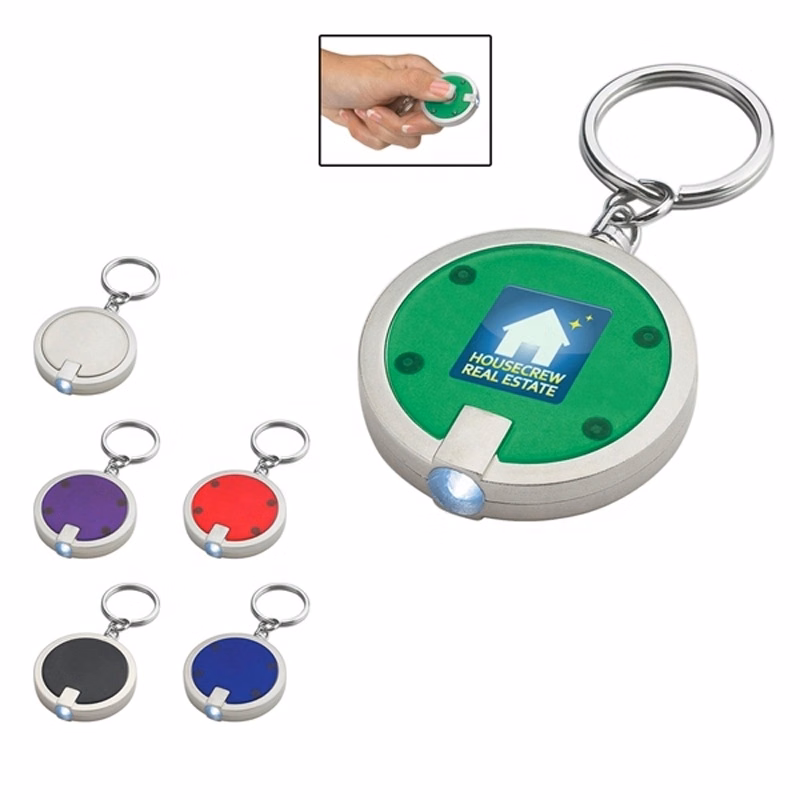 Round LED Flashlight Key Chain