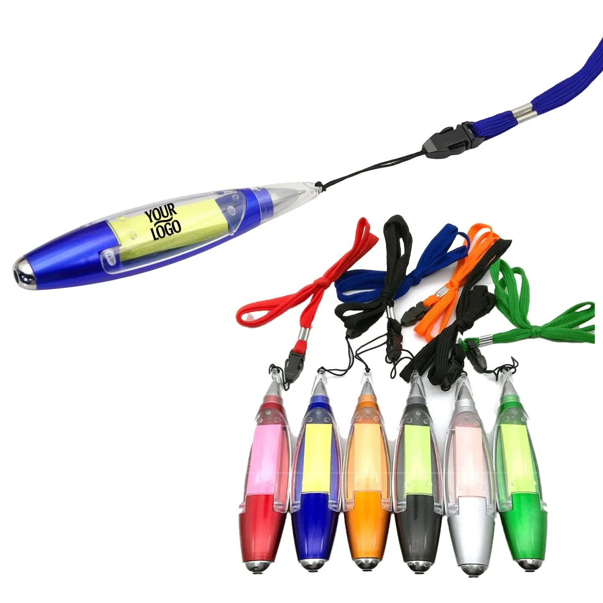 3 In 1 Portable Ballpoint Pen With Note Light Lanyard, custom pen with logo imprint 1